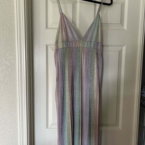 Vici Dresses & Skirts - Shimmering Multicolor Striped Dress